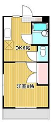 シャンブル24 1DKの間取図画像