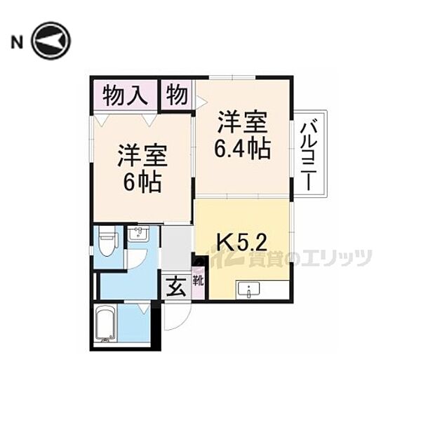 奈良県大和高田市大字大中(賃貸アパート2K・2階・42.78㎡)の写真 その2