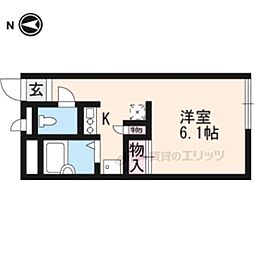 近鉄奈良線 河内花園駅 徒歩6分の賃貸アパート 2階1Kの間取り