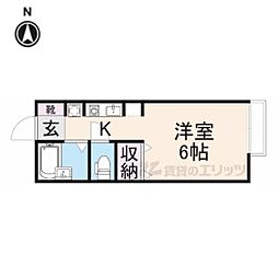 ジョイフル東生駒Ａ 2階1Kの間取り