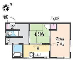 コーポ華 3階2Kの間取り