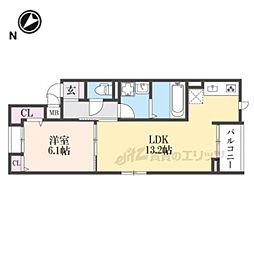 JR片町線(学研都市線) 寝屋川公園駅 徒歩7分の賃貸アパート 2階1LDKの間取り