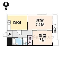 コーポ五風 2階2DKの間取り