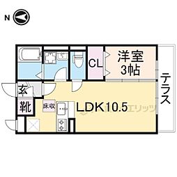 フィオーレ三条 1階1LDKの間取り