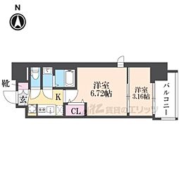 AELL OSAKA EAST 9階2Kの間取り