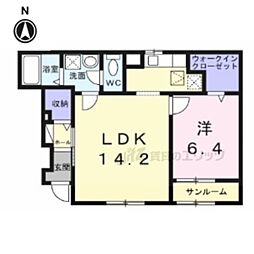 フロリア 1階1LDKの間取り