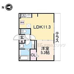 JR関西本線 郡山駅 徒歩28分の賃貸アパート 1階1LDKの間取り