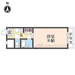 メゾン大和東生駒 1階1Kの間取り