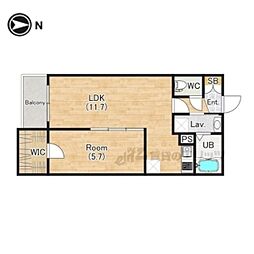 (仮称)ジーメゾンあやめ池エルシアス 1階1LDKの間取り