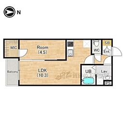 (仮称)ジーメゾンあやめ池エルシアス 3階1LDKの間取り