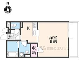 近鉄橿原線 九条駅 徒歩3分の賃貸アパート 1階1Kの間取り