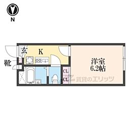 レオパレスナカタ 1Kの間取図画像