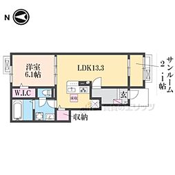 セレノ生駒II 1LDKの間取図画像
