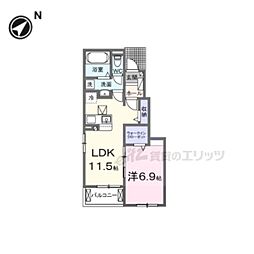 フラン・ソレイユ 学園前 1LDKの間取図画像