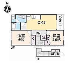 アンソレイエ 2DKの間取図画像