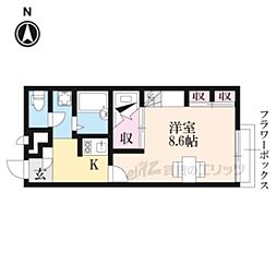 俵口ヒルズ 1Kの間取図画像