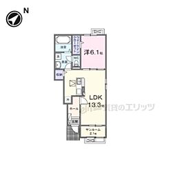 M・Yサニーヒル 1LDKの間取図画像