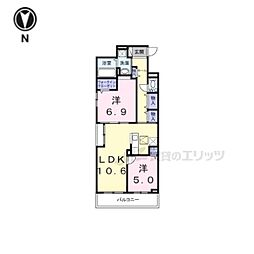 ローズ スクエア 2LDKの間取図画像
