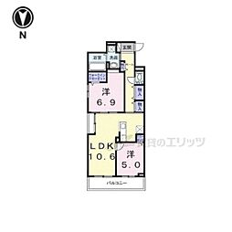 ローズ スクエア 2LDKの間取図画像