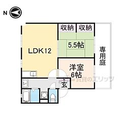 スカイハイツ喜里ケ丘B棟 2LDKの間取図画像