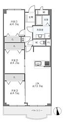 千里グランドコーポ 3LDKの間取図画像
