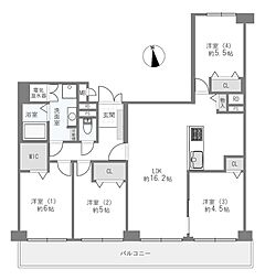 第2西緑ケ丘スカイハイツ 4LDKの間取図画像