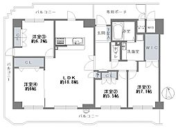 クレール八戸ノ里ソレイユ 4LDKの間取図画像