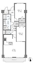 千里関大前コーポラスC棟 2LDKの間取図画像
