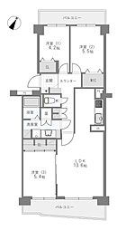 吹田ロイヤルマンション 3LDKの間取図画像