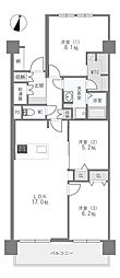 日興千里丘スカイマンションB棟 3LDKの間取図画像