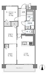 都島ロイヤルハイツ 2SLDKの間取図画像