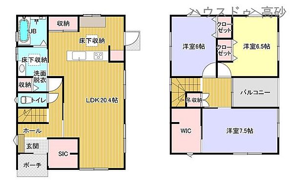 3LDK+WIC+SICの間取りになります