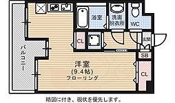 セントラルポート ワンルームの間取図画像
