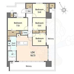 S-RESIDENCE愛宕SOUTH 4LDKの間取図画像