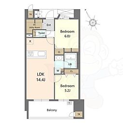 S-RESIDENCE愛宕SOUTH 2LDKの間取図画像