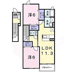 アクティフジェルメ1 2LDKの間取図画像
