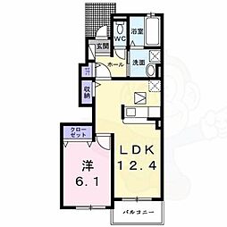 ジェントリー1 1LDKの間取図画像