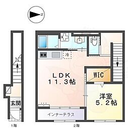 ボヌールQ2 1LDKの間取図画像