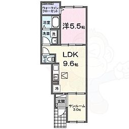 サンシャイン中曽司 1LDKの間取図画像