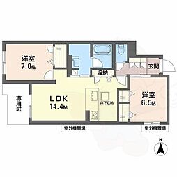 シャーメゾン 香芝 ワイケイ 2LDKの間取図画像