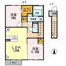 エスポワールB 2LDKの間取図画像
