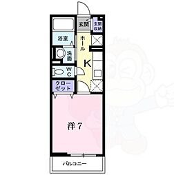 コメンサール 1Kの間取図画像