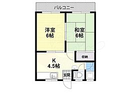 コーポ津川 2Kの間取図画像