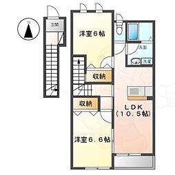 メゾンピオニ 2LDKの間取図画像