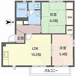 エルドラード五位堂B 2LDKの間取図画像