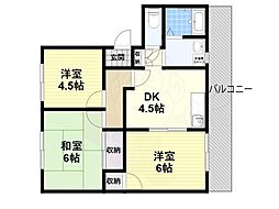 ビバタウン 2階3DKの間取り