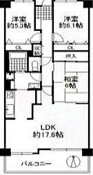 朝倉グリーンマンション 1階3LDKの間取り