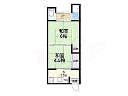 近鉄御所線 近鉄御所駅 徒歩4分の賃貸アパート 1階2Kの間取り