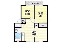 エムエムハイツB 2階2LDKの間取り