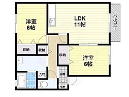 近鉄御所線 近鉄御所駅 徒歩10分の賃貸アパート 2階2LDKの間取り